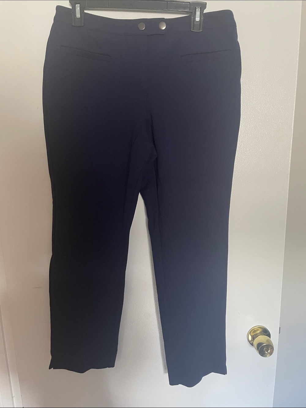 dennis basso Navy Cropped Tailored Stretch Pants